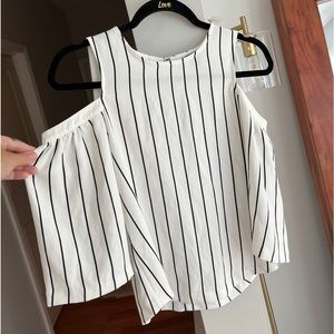 Ann Taylor White and Black Striped Blouse